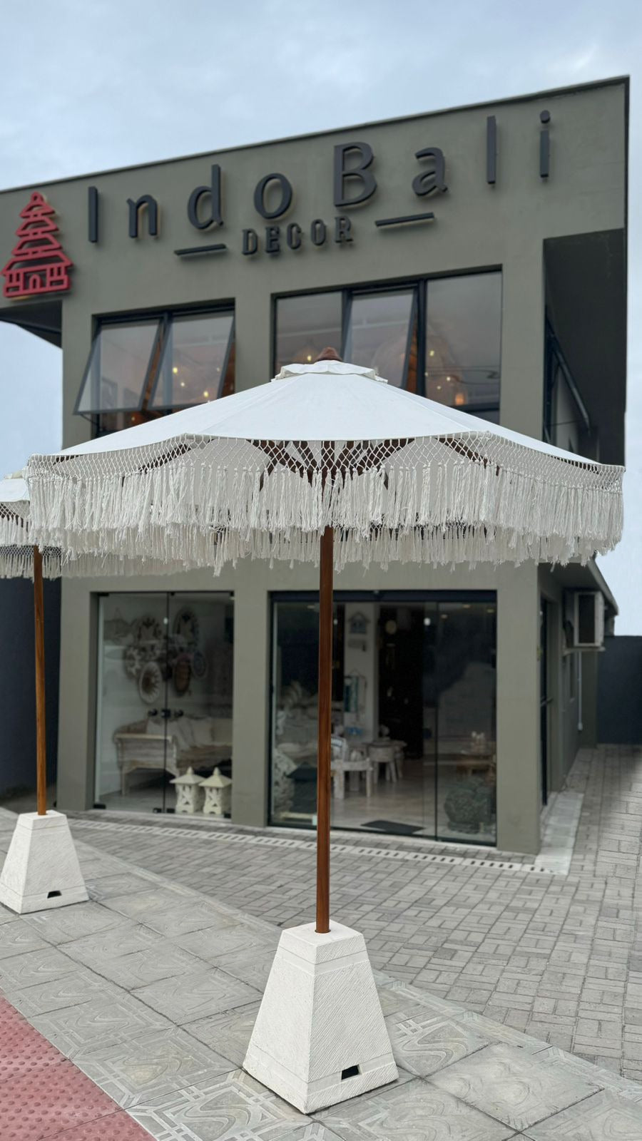 Ombrelone Guarda Sol de Tecido Franja Macramê 2m