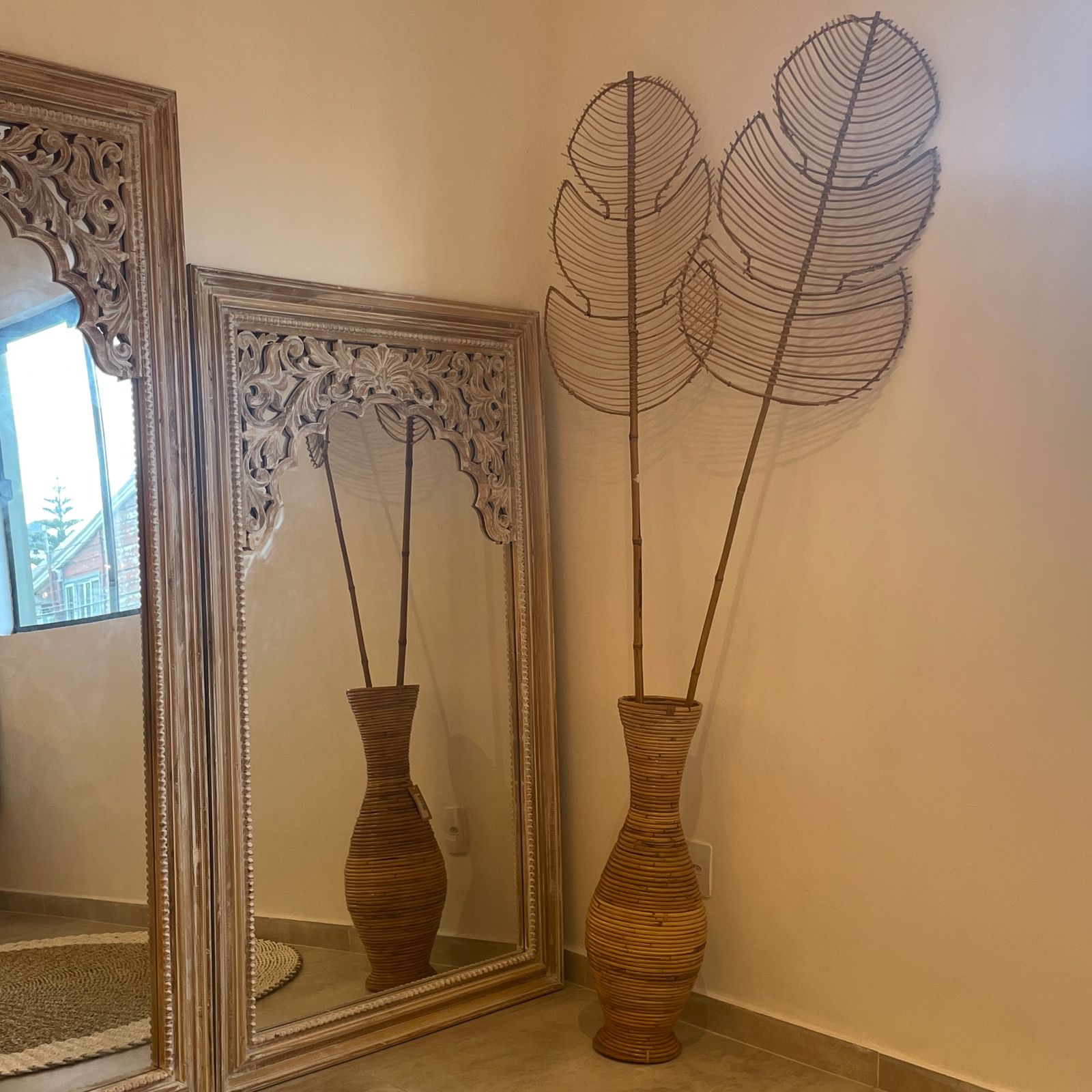 Folha decorativa de Rattan para Ambientes