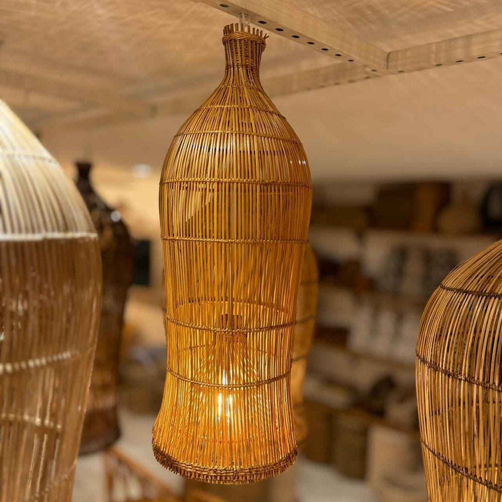 Luminária comprida Bambu Asiático Java Marrom