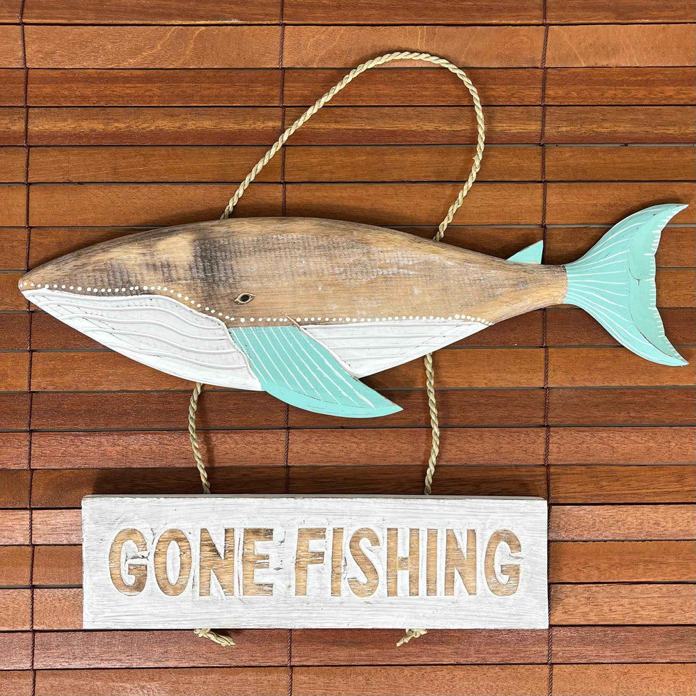Placa de Baleia Gone Fishing - Verde