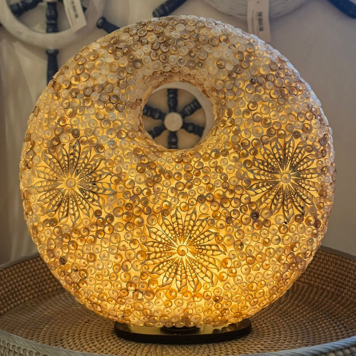 Abajur Circular Conchas Incrustadas - IndoBali