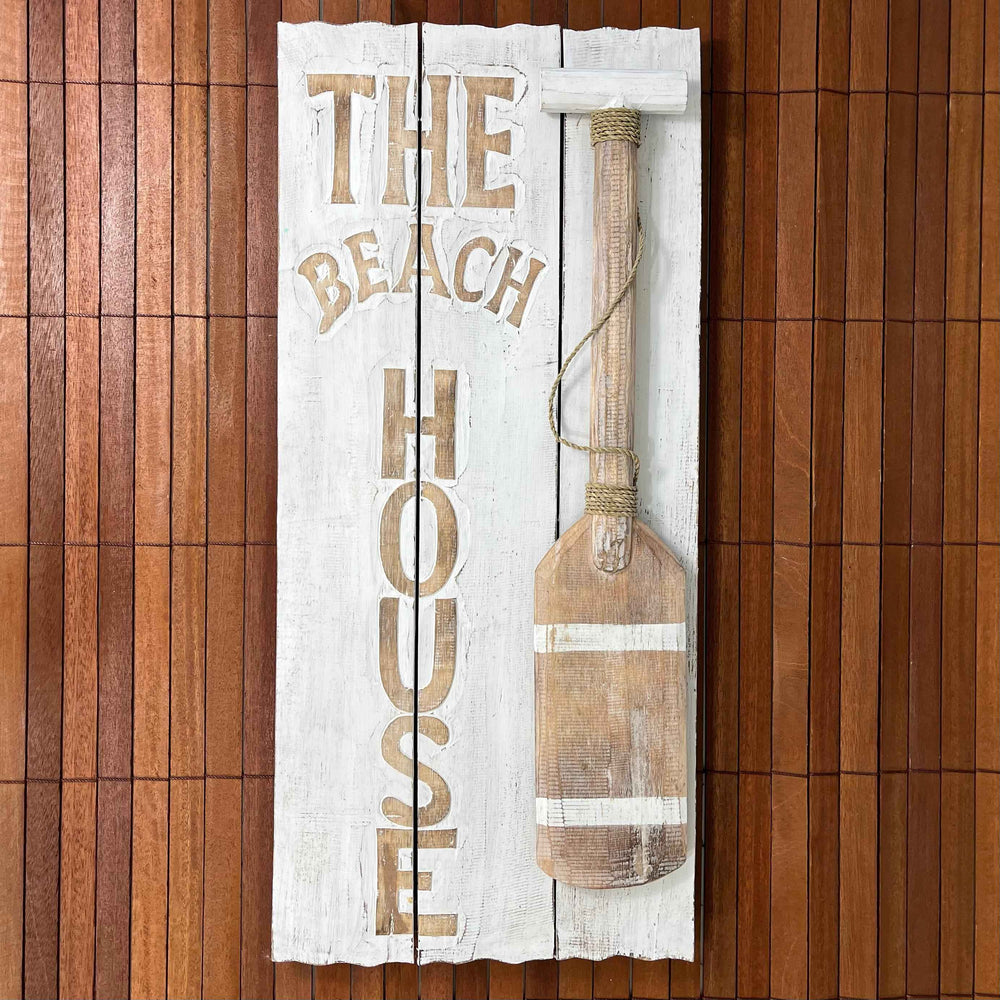 Placa The Beach House com Remo - Branco