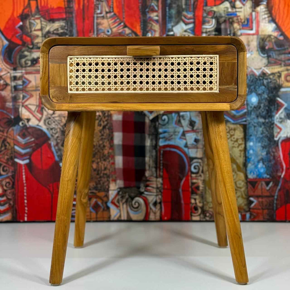 Mesa de Cabeceira em Teca Pernas Altas