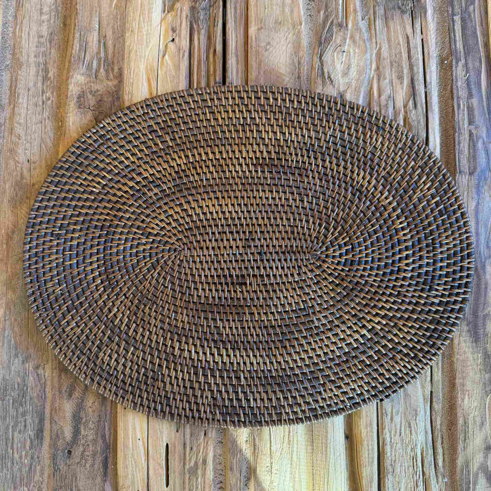 Sousplat Oval - Marrom Rattan - IndoBali