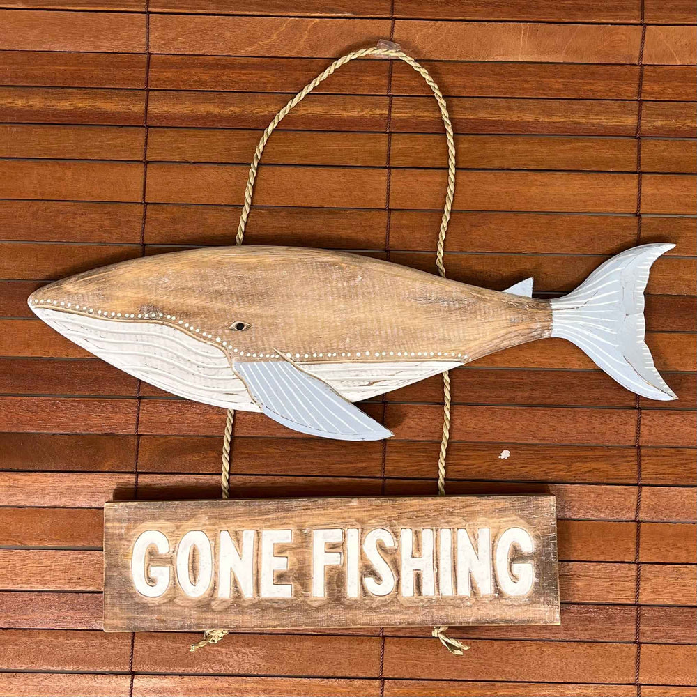 Placa de Baleia Gone Fishing - Azul