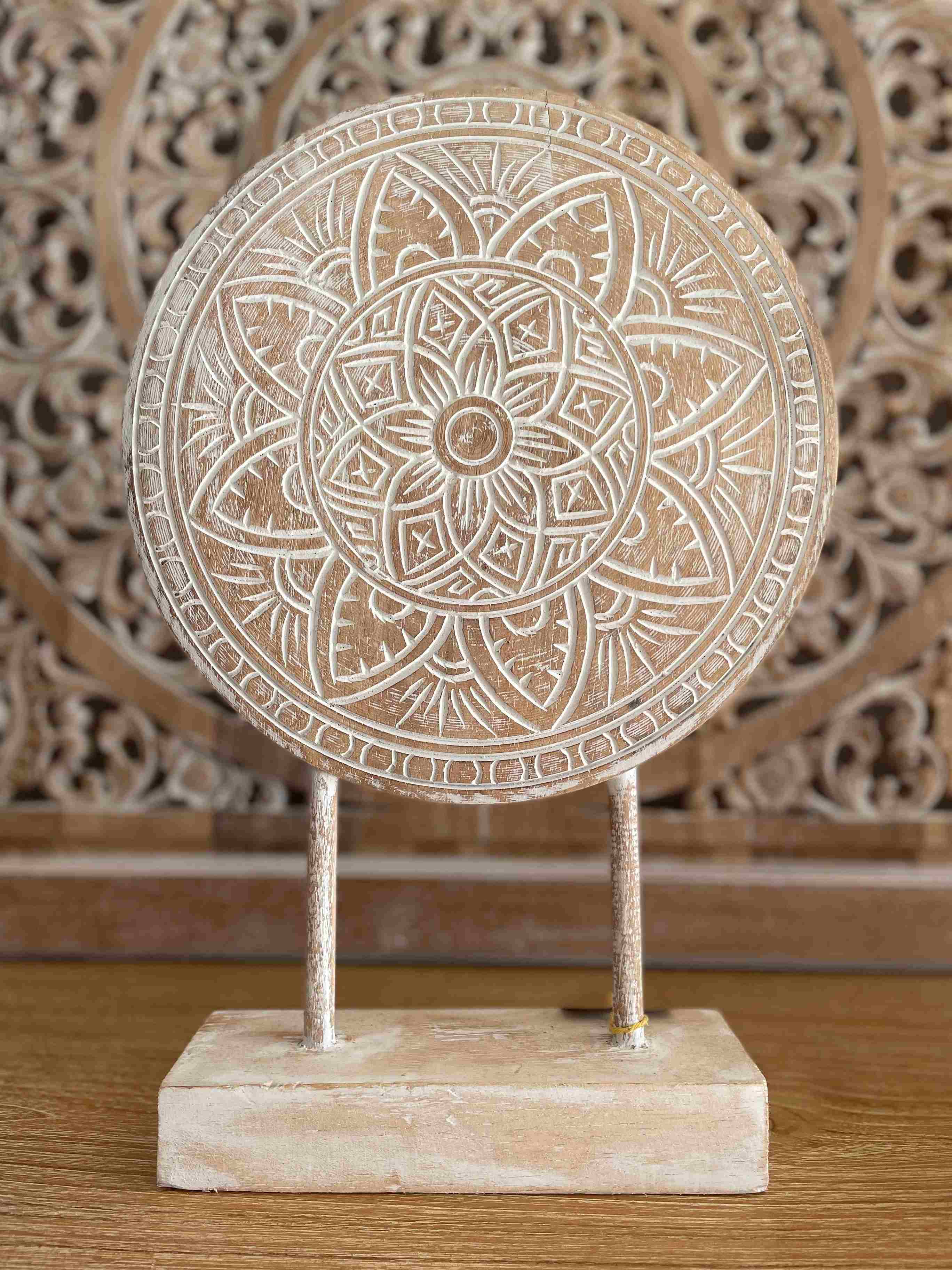 Mandala com base - Madeira - IndoBali