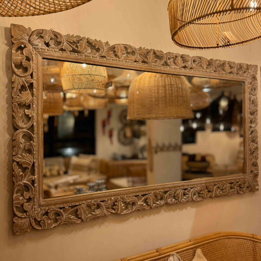 Espelho com Moldura Entalhada Patinado 1,00x 1,80 m - IndoBali