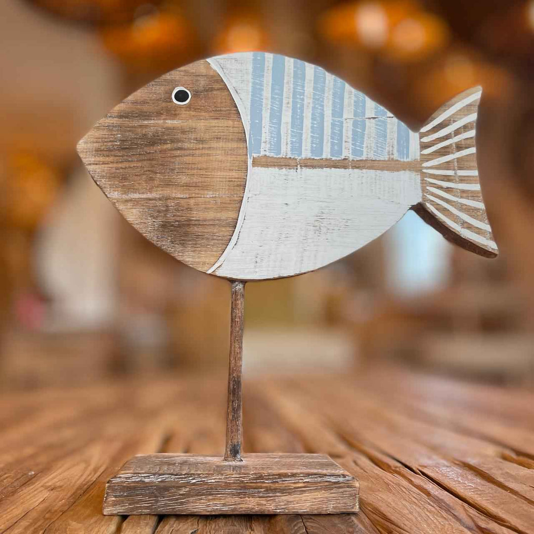 Peixe de Madeira Listrado Espetado  - Azul