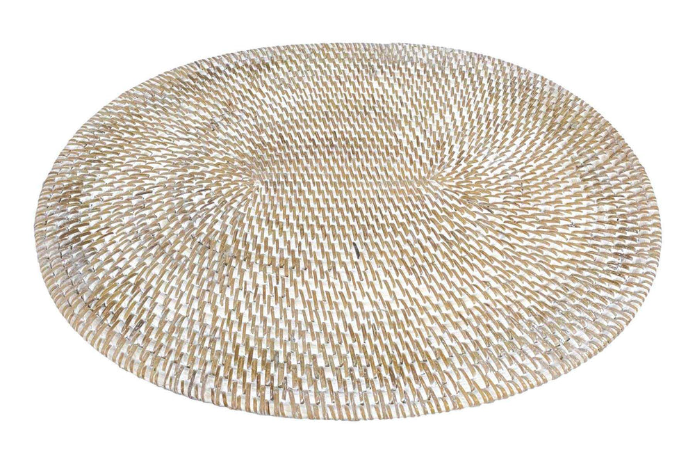 Sousplat Oval - Branco Rattan