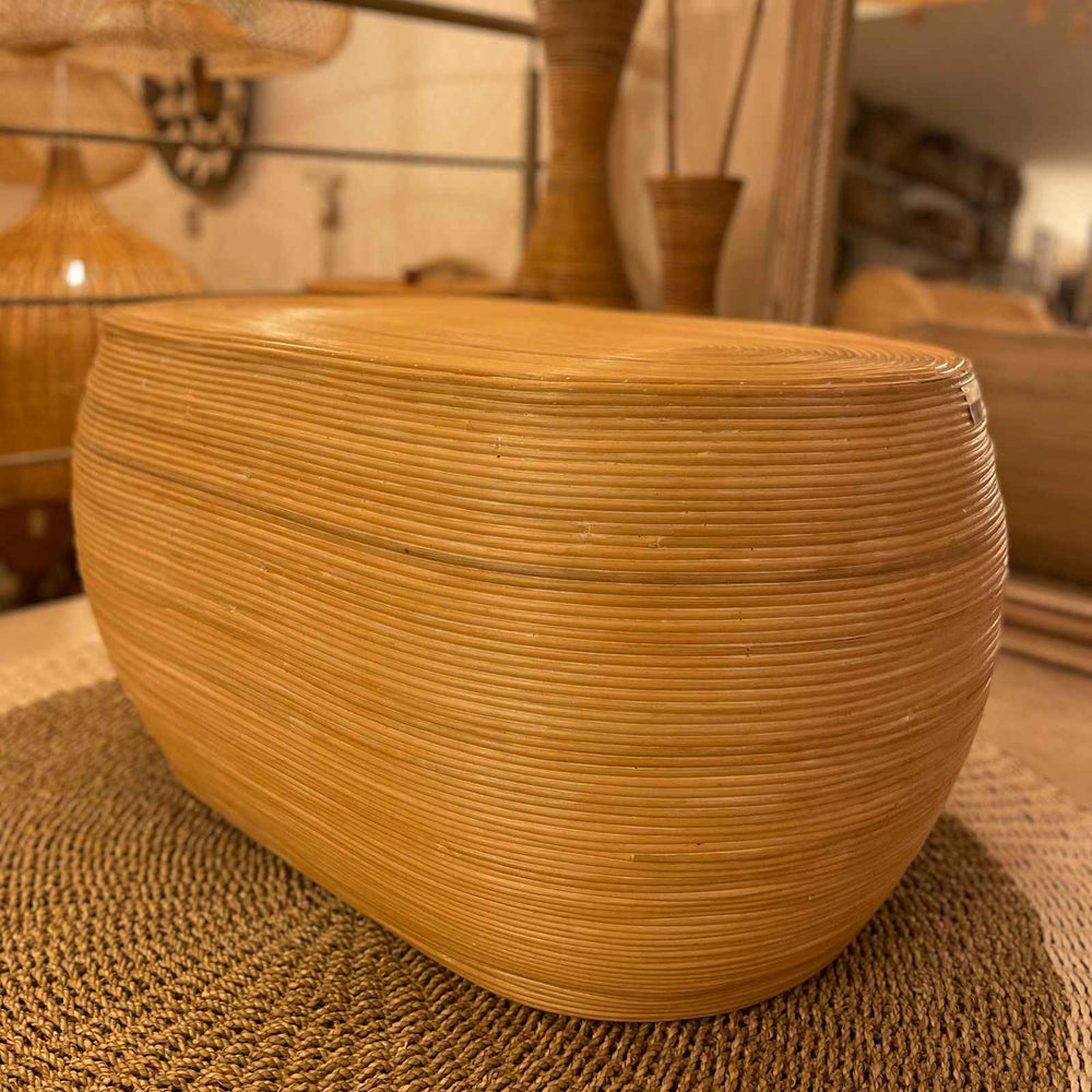 Mesa de Centro Rattan Linhas - Branco Patinado