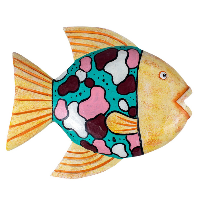 Quadro de Madeira Peixe Gordo - Amarelo