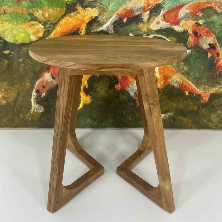 Mesa de Canto em Madeira Teca - Circular