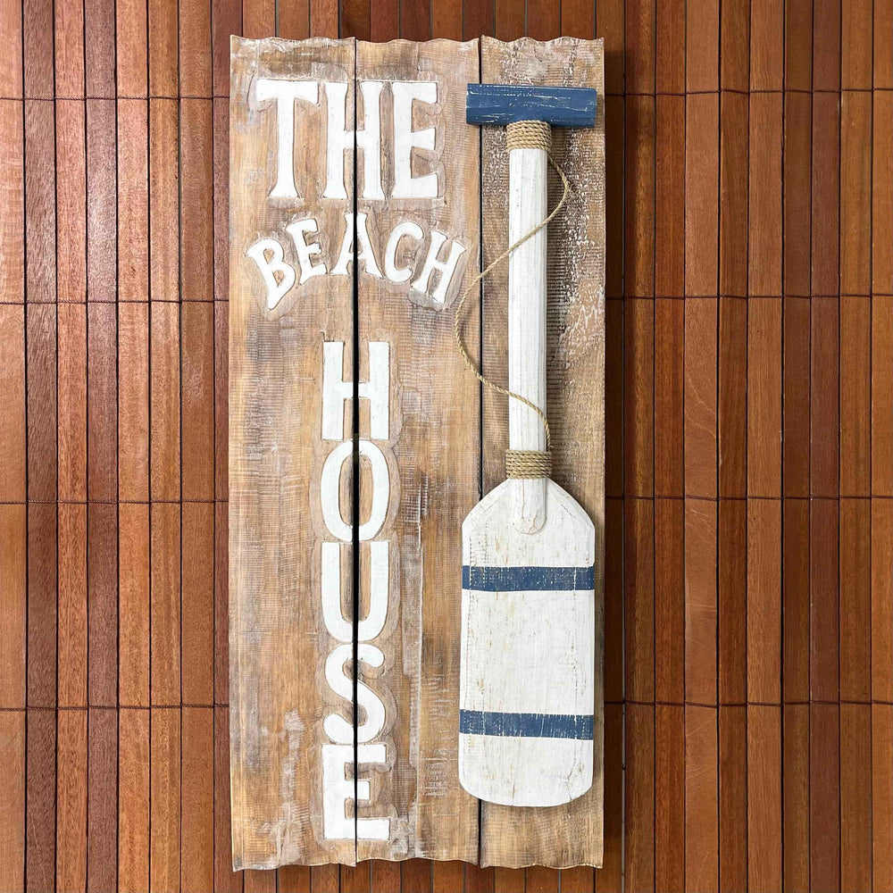 Placa The Beach House com Remo - Azul Escuro