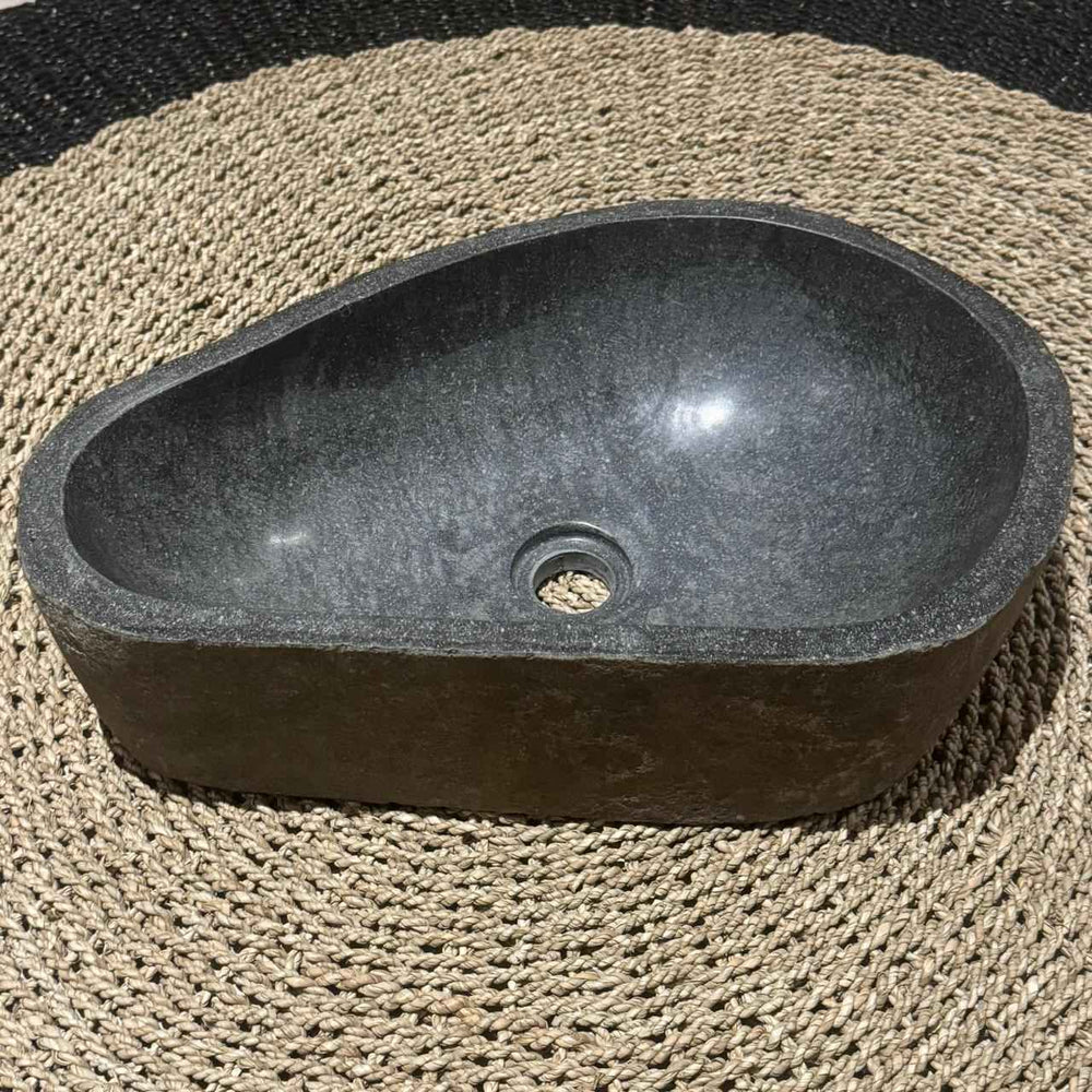 Cuba de Pedra Vulcânica Escura - 51x15x32 cm