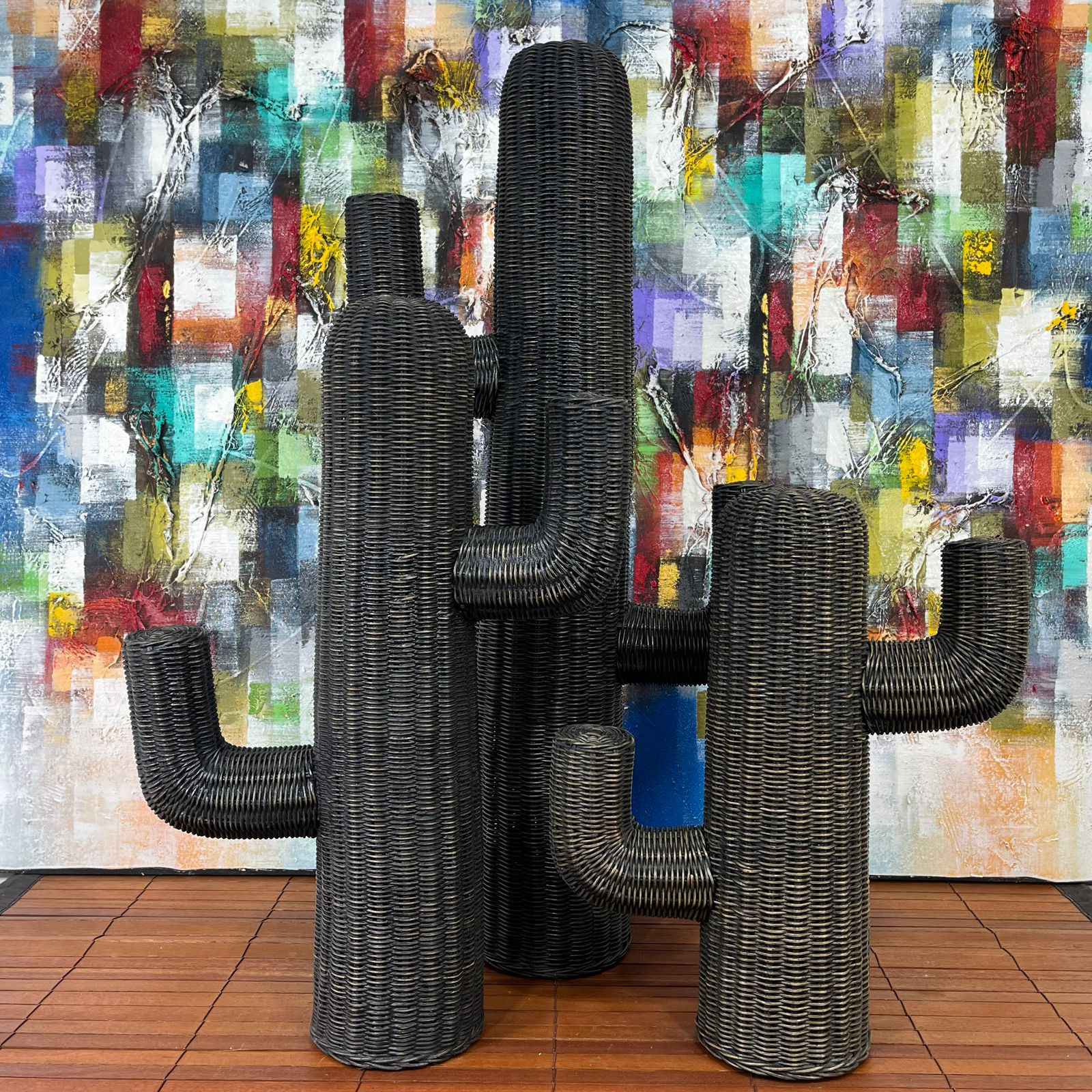 Cactus Preto em Rattan - IndoBali