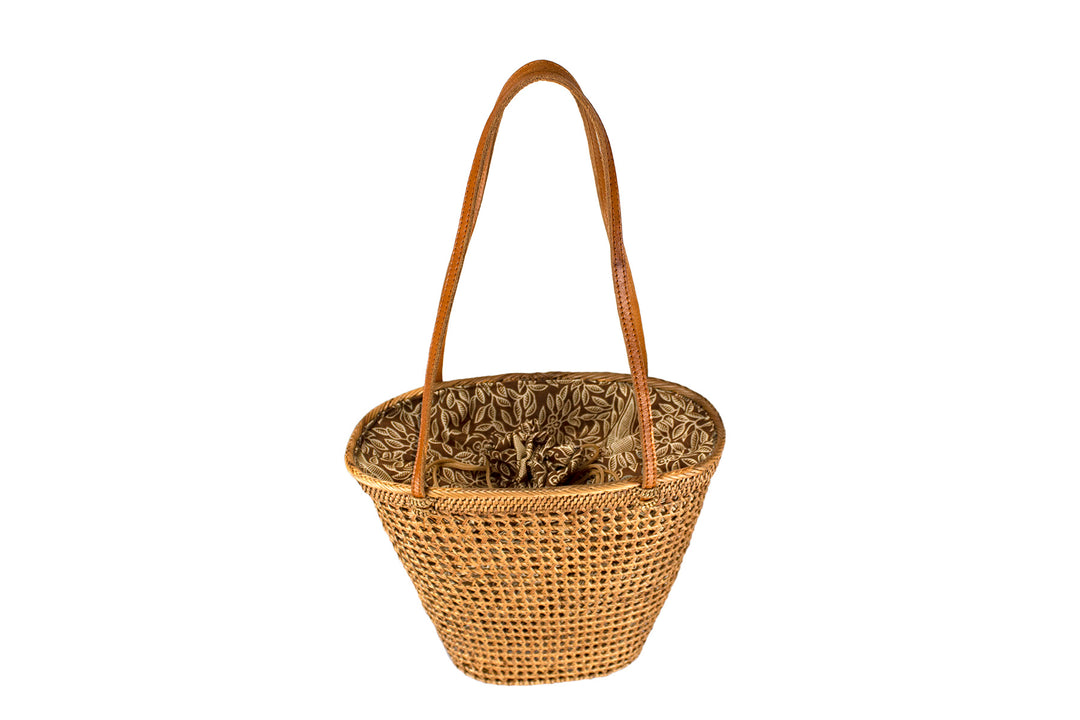Bolsa Feminina V com Fundo Marrom Rattan Grass - IndoBali