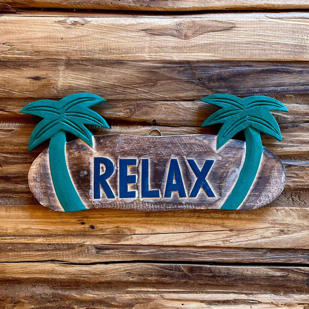 Placa com Palmeiras Relax - Marrom
