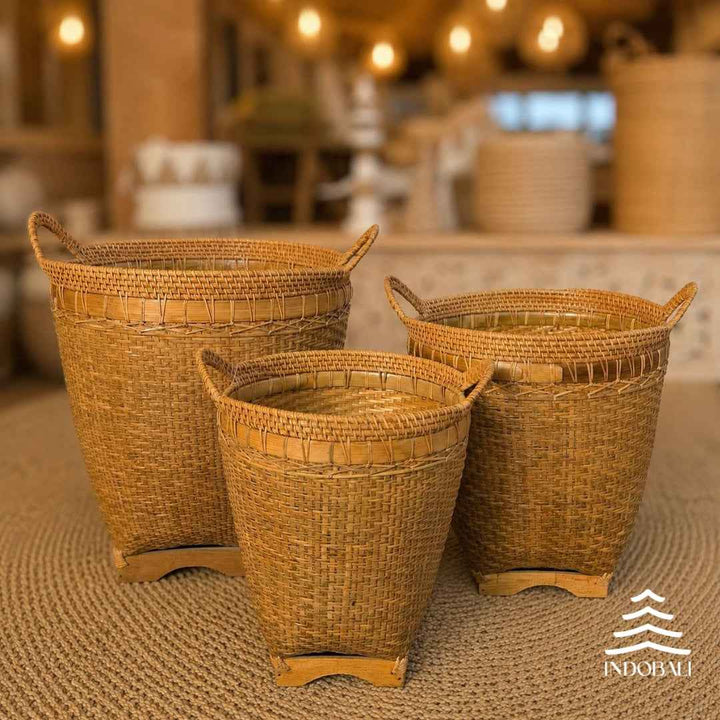 Cesta de Rattan com Bambu - Natural