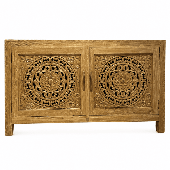 Rack Buffet de Madeira Para Sala Entalhado à Mão 150x45x88 cm