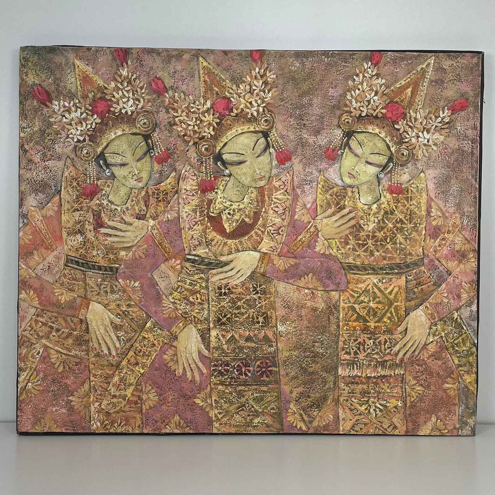 Quadro Balines Pintura em Tela - Asiáticas 120x100 cm