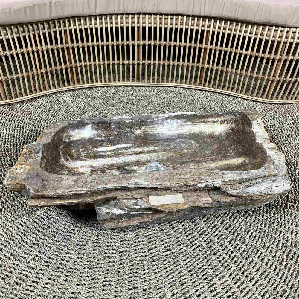 Cuba de Madeira Fossilizada 74x20x44 cm - IndoBali