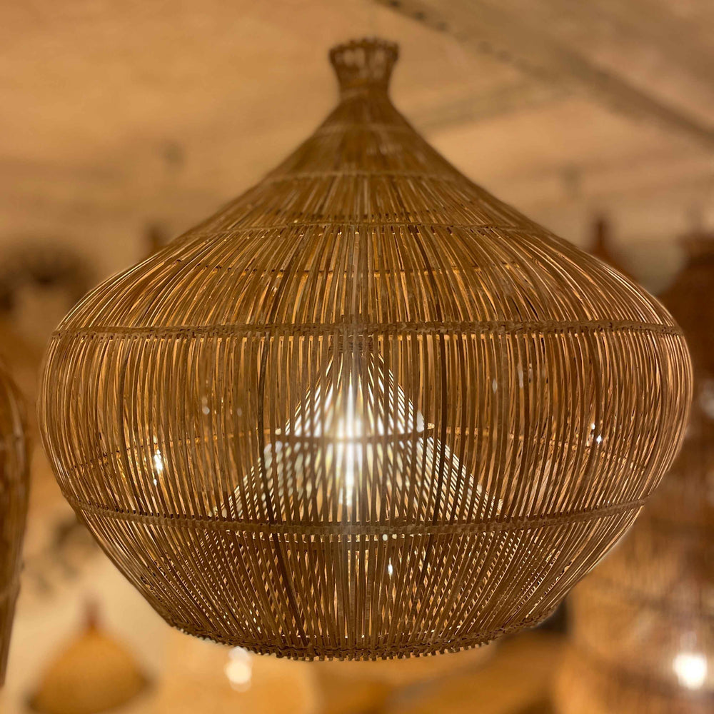 Luminária Nusa Penida Branco Patinado Bambu Asiático
