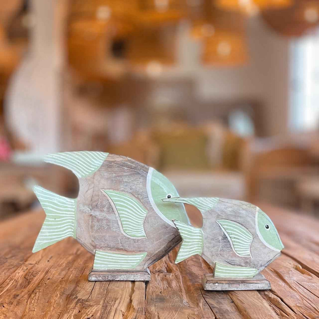 Peixe de Madeira com Base - Verde