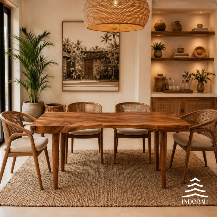Mesa Balinesa Tronco Grossa de Madeira Importada Suar C:158 x L:77 x A:85 cm