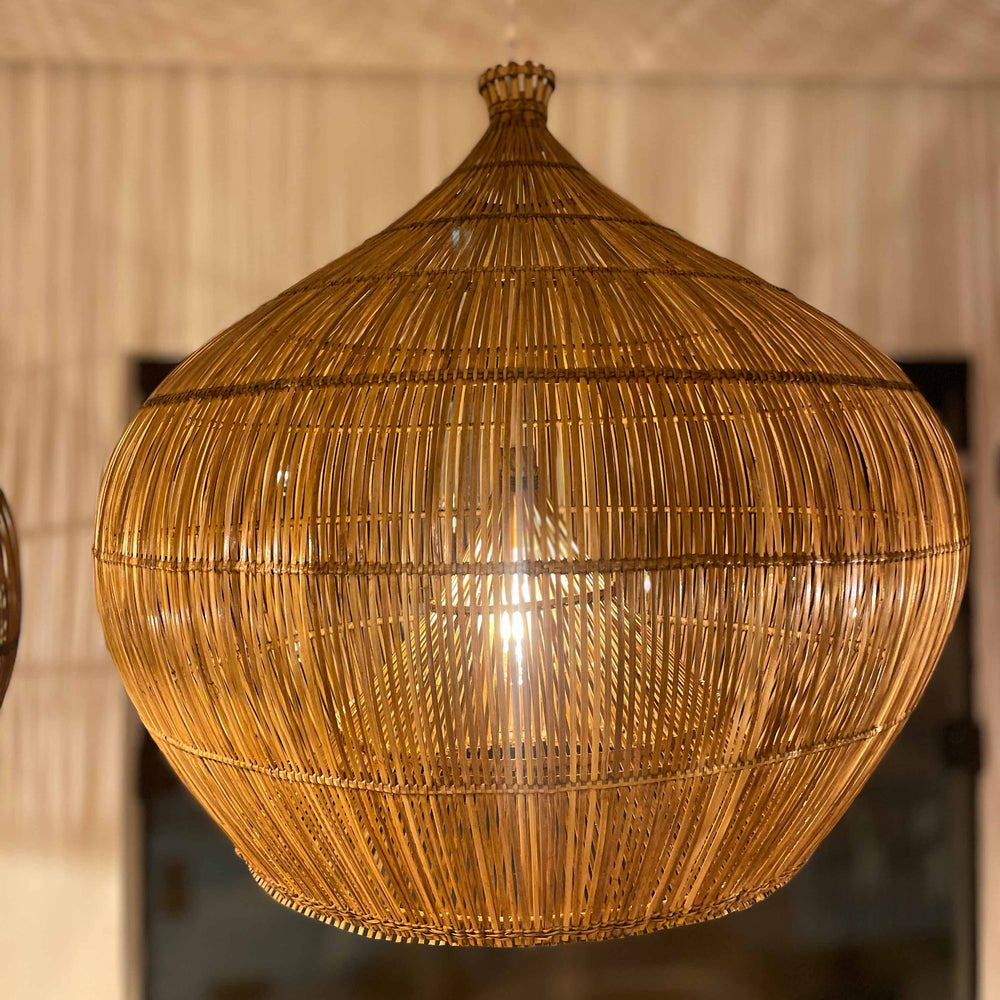 Luminária Nusa Penida Marrom Bambu Asiático - IndoBali