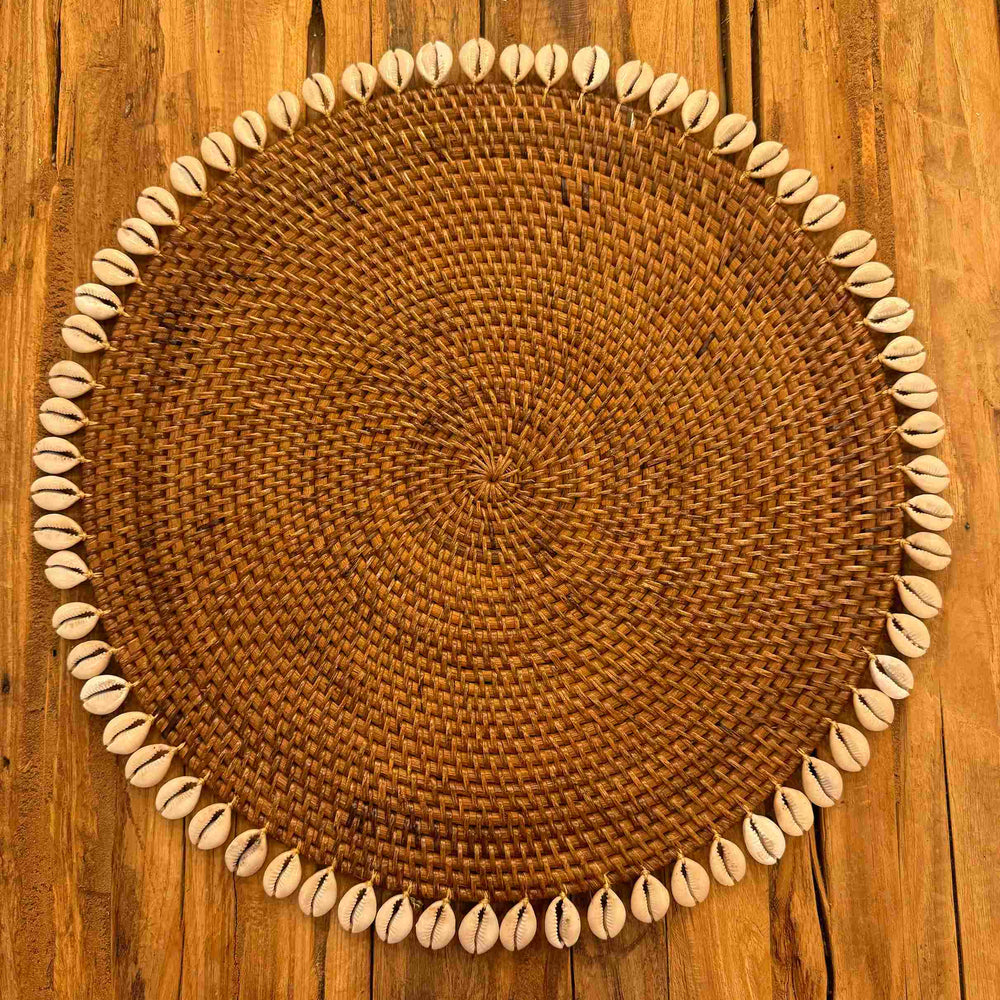 Sousplat Redondo com Búzios - Natural Rattan - IndoBali