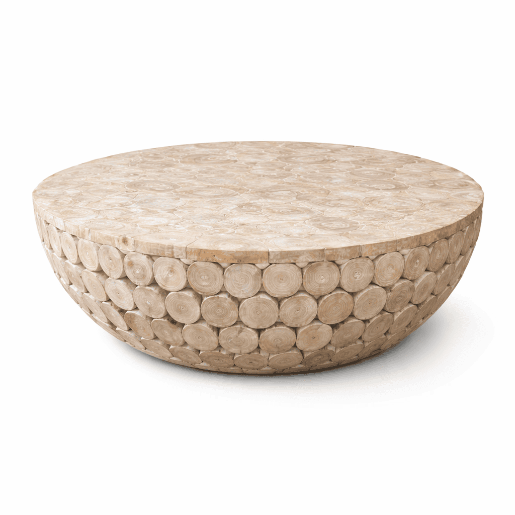 Mesa Circular em Tronquinhos Teca