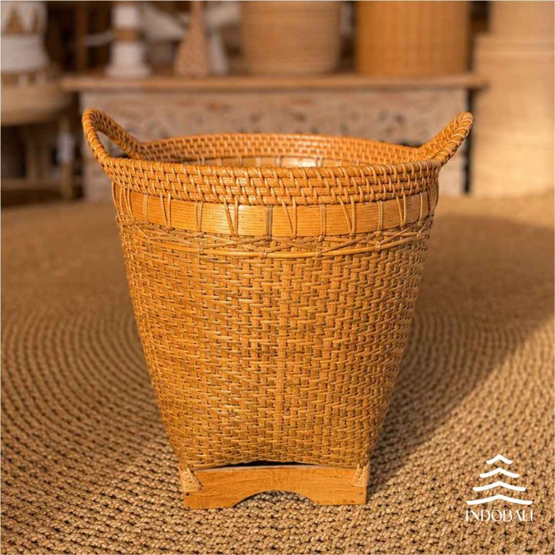 Cesta de Rattan com Bambu - Natural