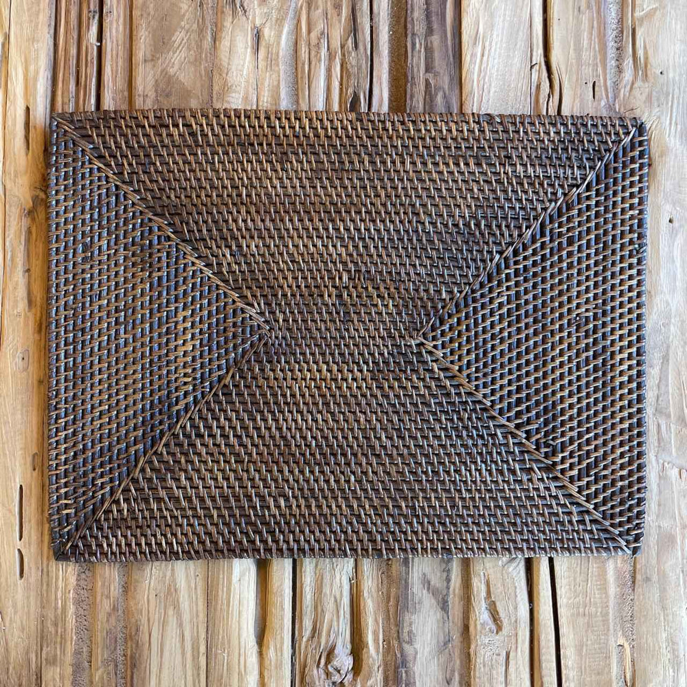 Sousplat Retangular Rattan - Marrom