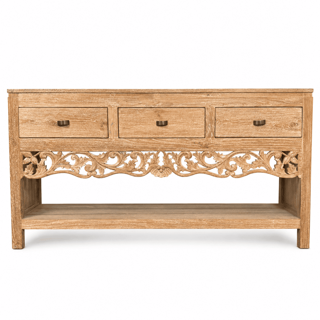 Rack Buffet de Madeira Teca Entalhada - 150X40X80 cm