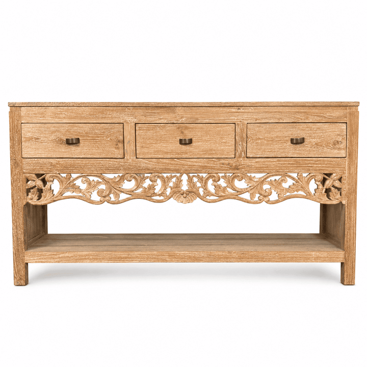 Rack Buffet de Madeira Teca Entalhada - 150X40X80 cm