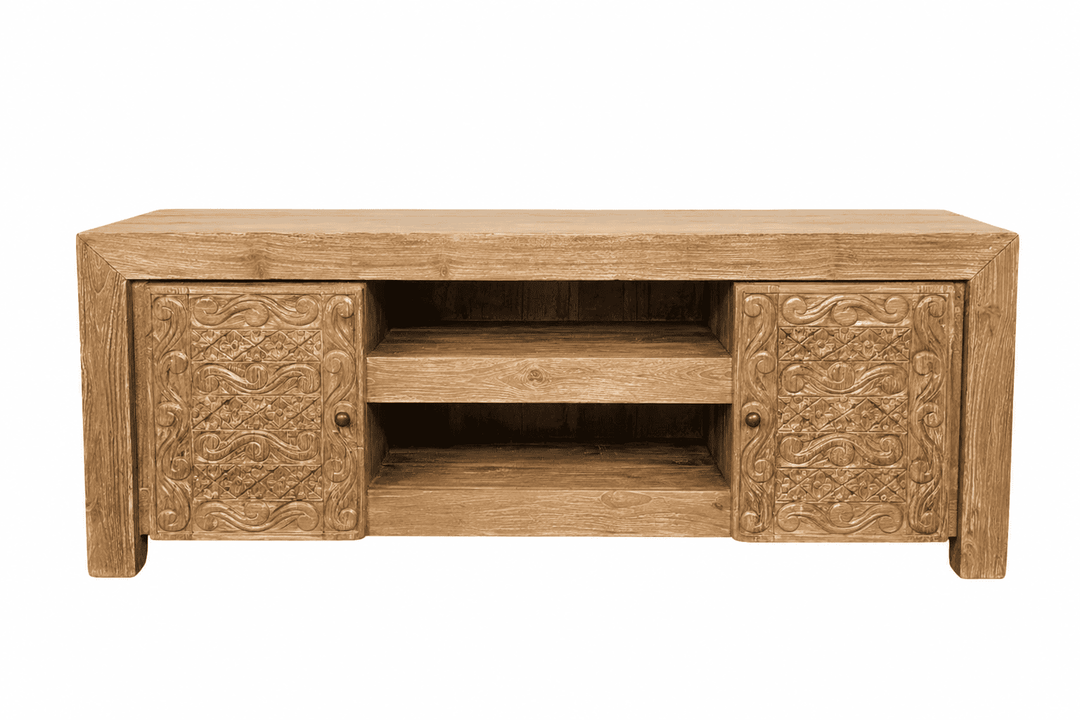 Rack Buffet de Madeira Teca Entalhada - 150x40x60 cm