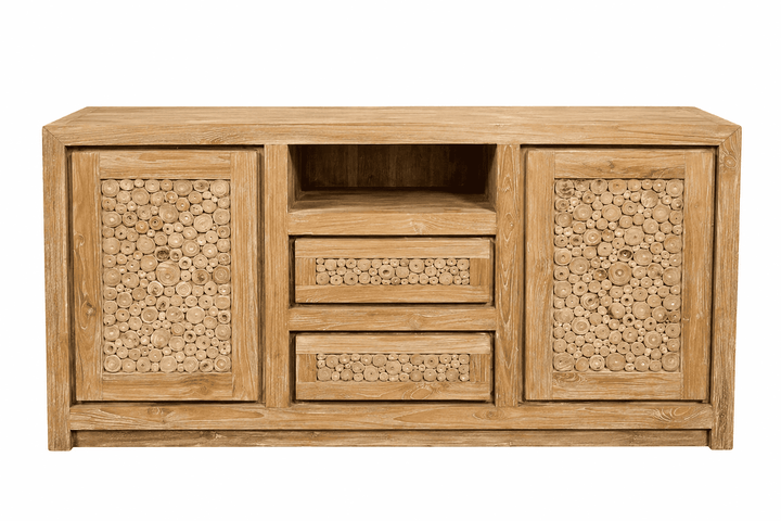 Rack Buffet de Madeira Teca Entalhada - 150x45x75 cm
