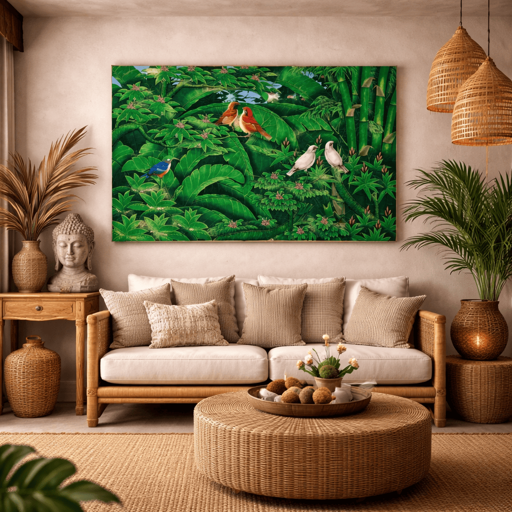 Quadro Balines Pintura em Tela - Floresta 135x85 cm