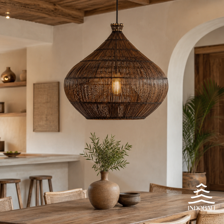 Luminária Nusa Penida Marrom Escuro Bambu Asiático