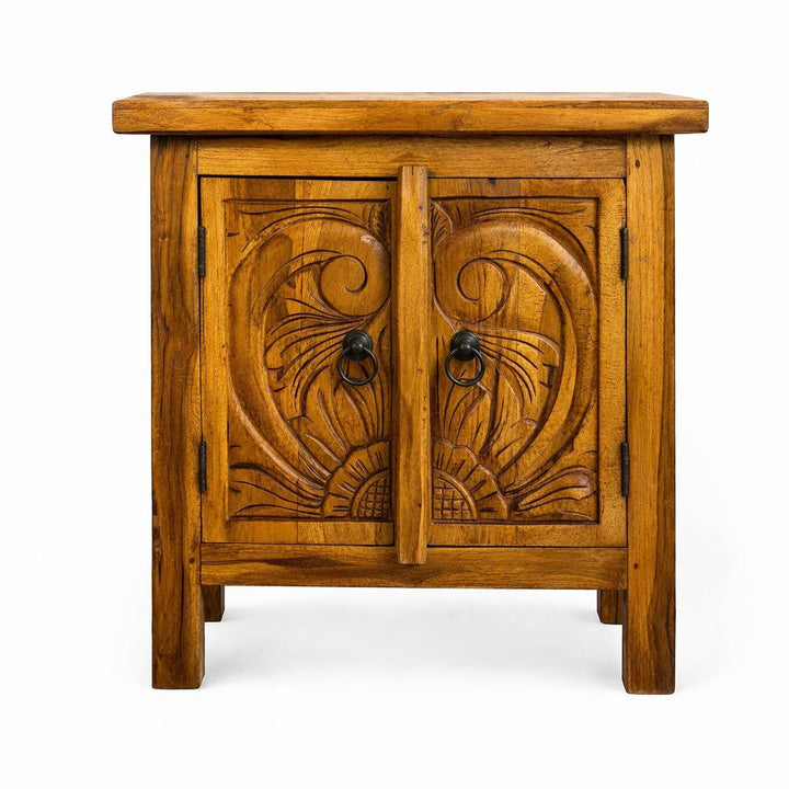 Mesa de Cabeceira de Madeira com Portas - Marrom