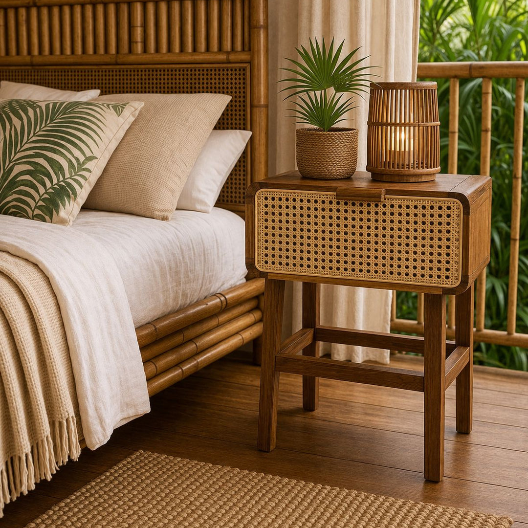 Mesa de Cabeceira de Rattan