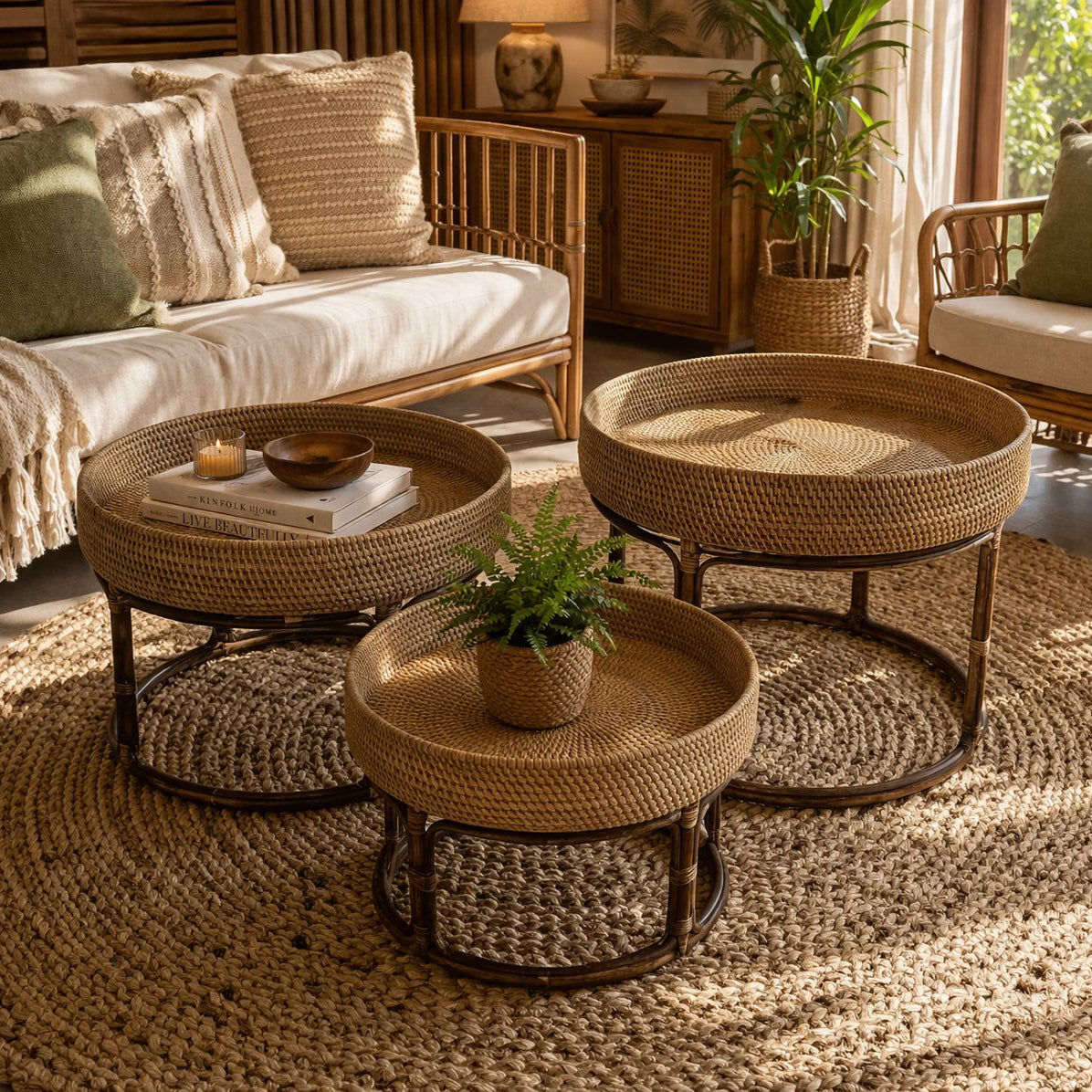 Mesa de Rattan - Marrom - IndoBali
