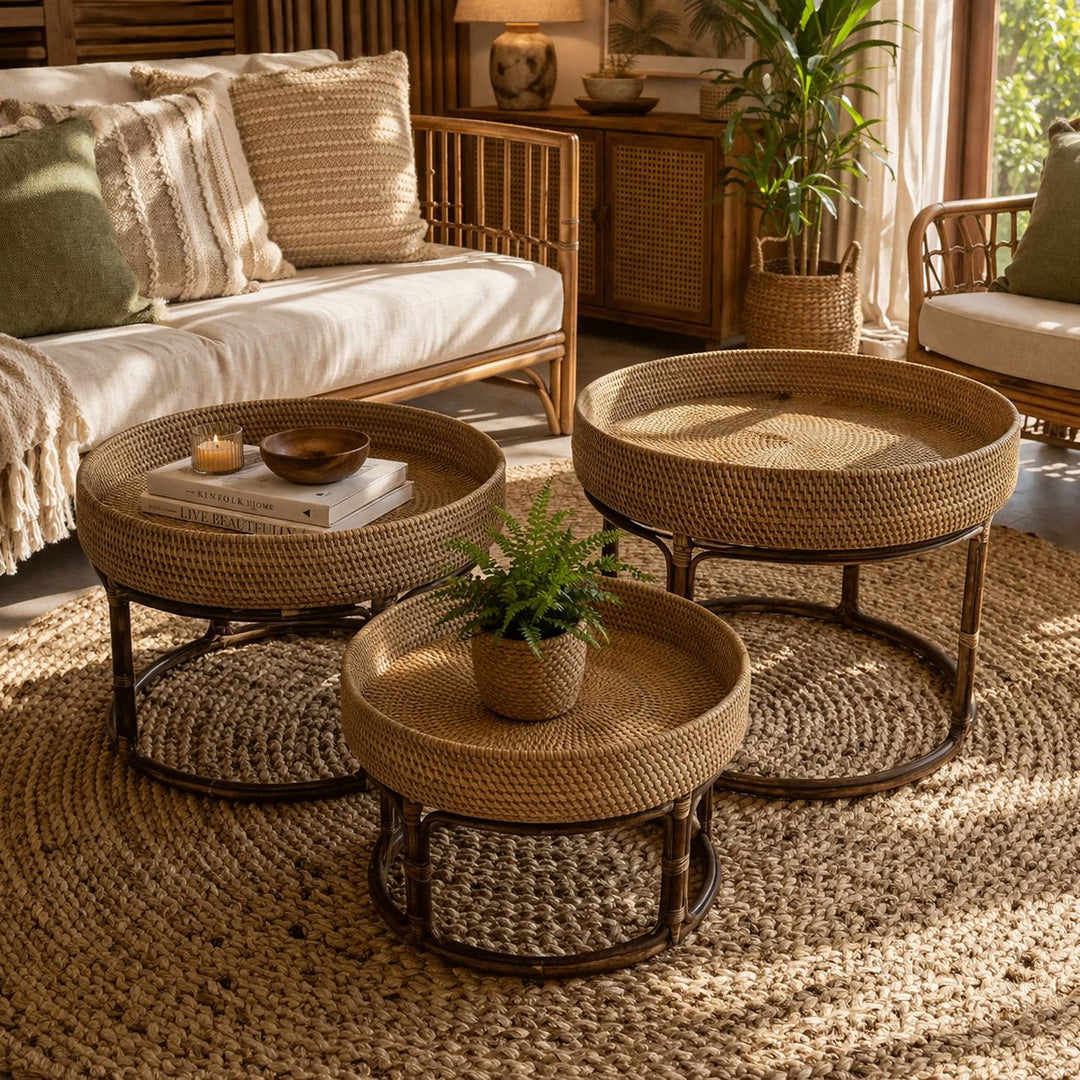 Mesa de Rattan - Marrom