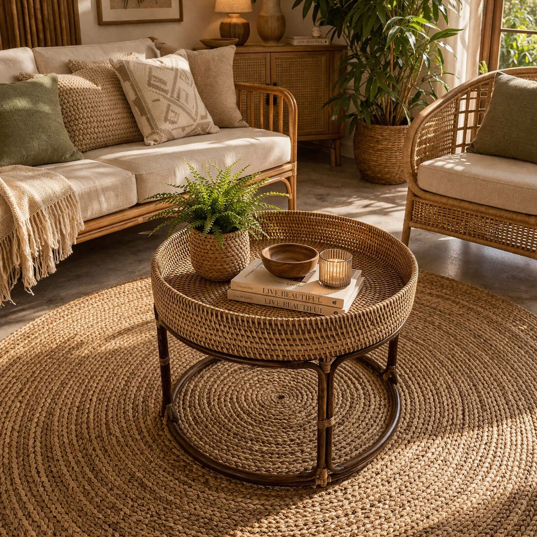 Mesa de Rattan - Marrom