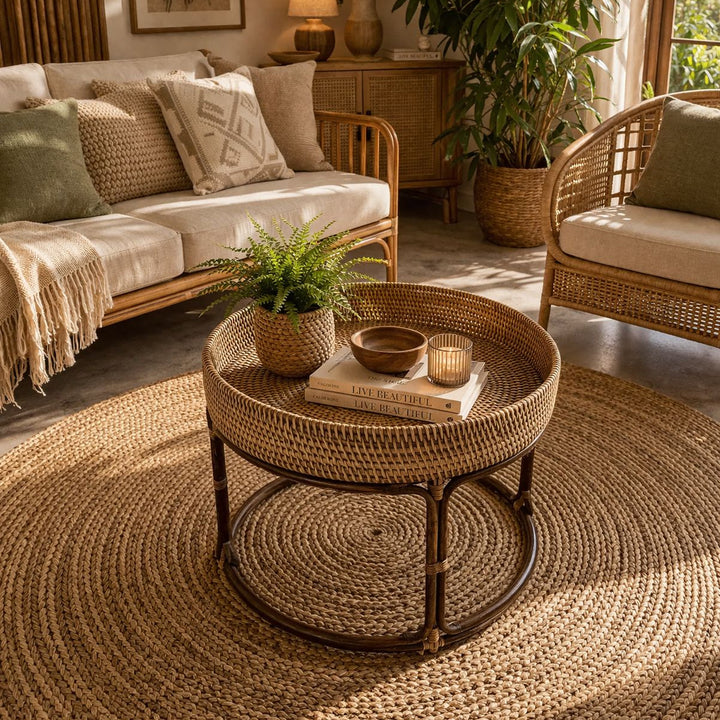 Mesa de Rattan - Marrom