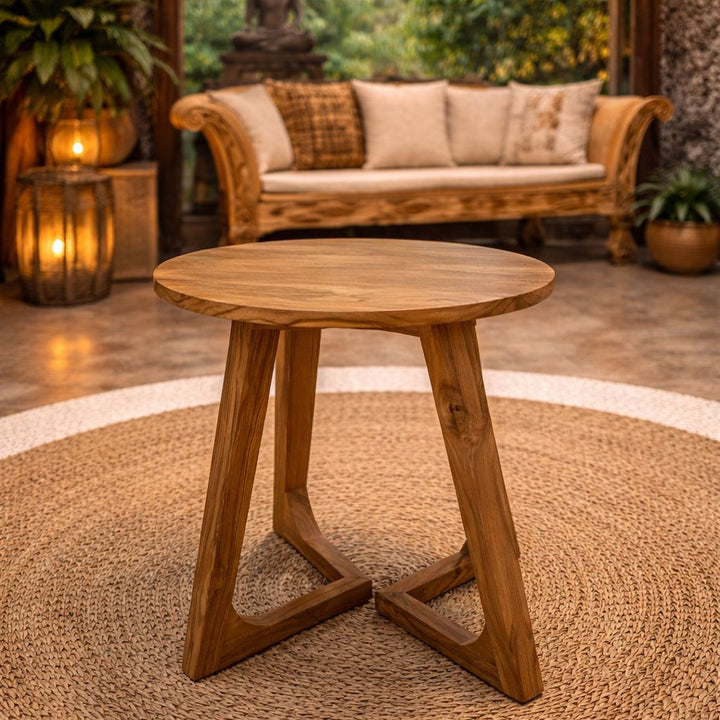 Mesa de Canto em Madeira Teca - Circular