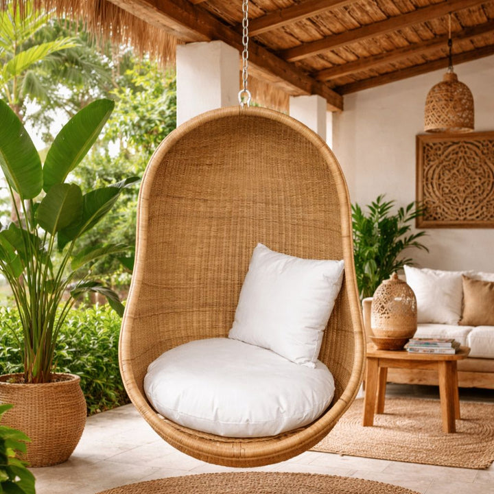 Balanço de Rattan Entrelaçado Feito à Mão