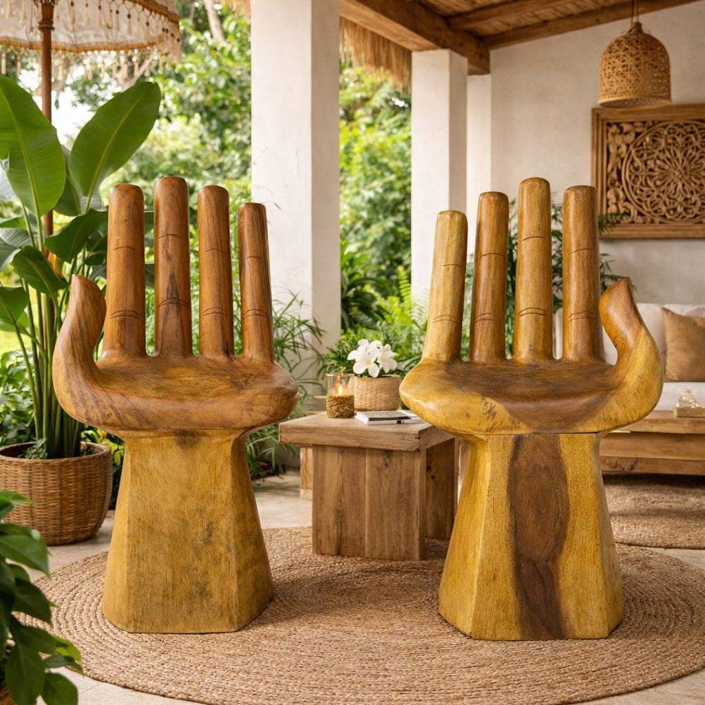 Cadeira de Madeira Formato de Mão