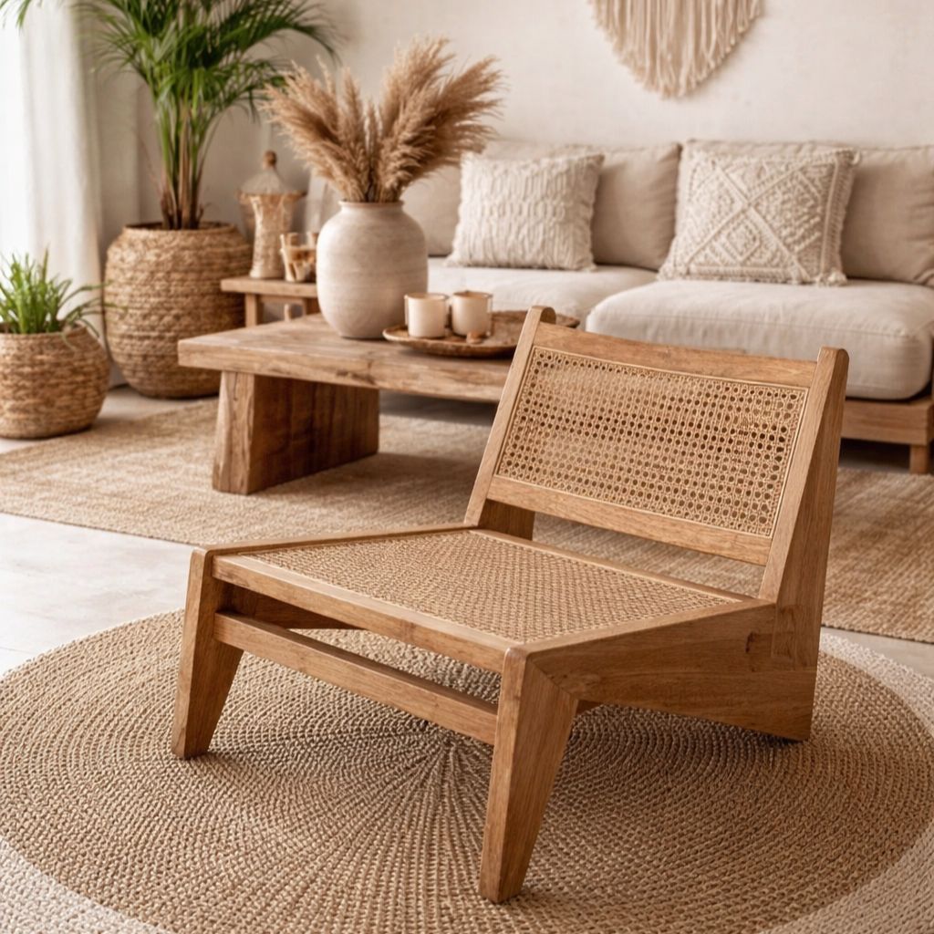 Cadeira Baixa - Rattan/Madeira Teca