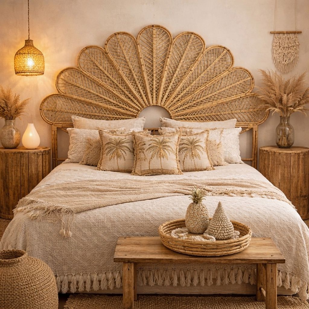 Cabeceira Cama Casal Rattan Modelo:Trevo 02